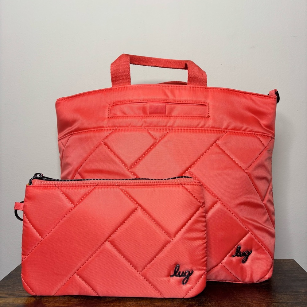 Lug Tenor 2pc Crossbody Pouch Set Bag Fruit Punch Coral Organizer Travel